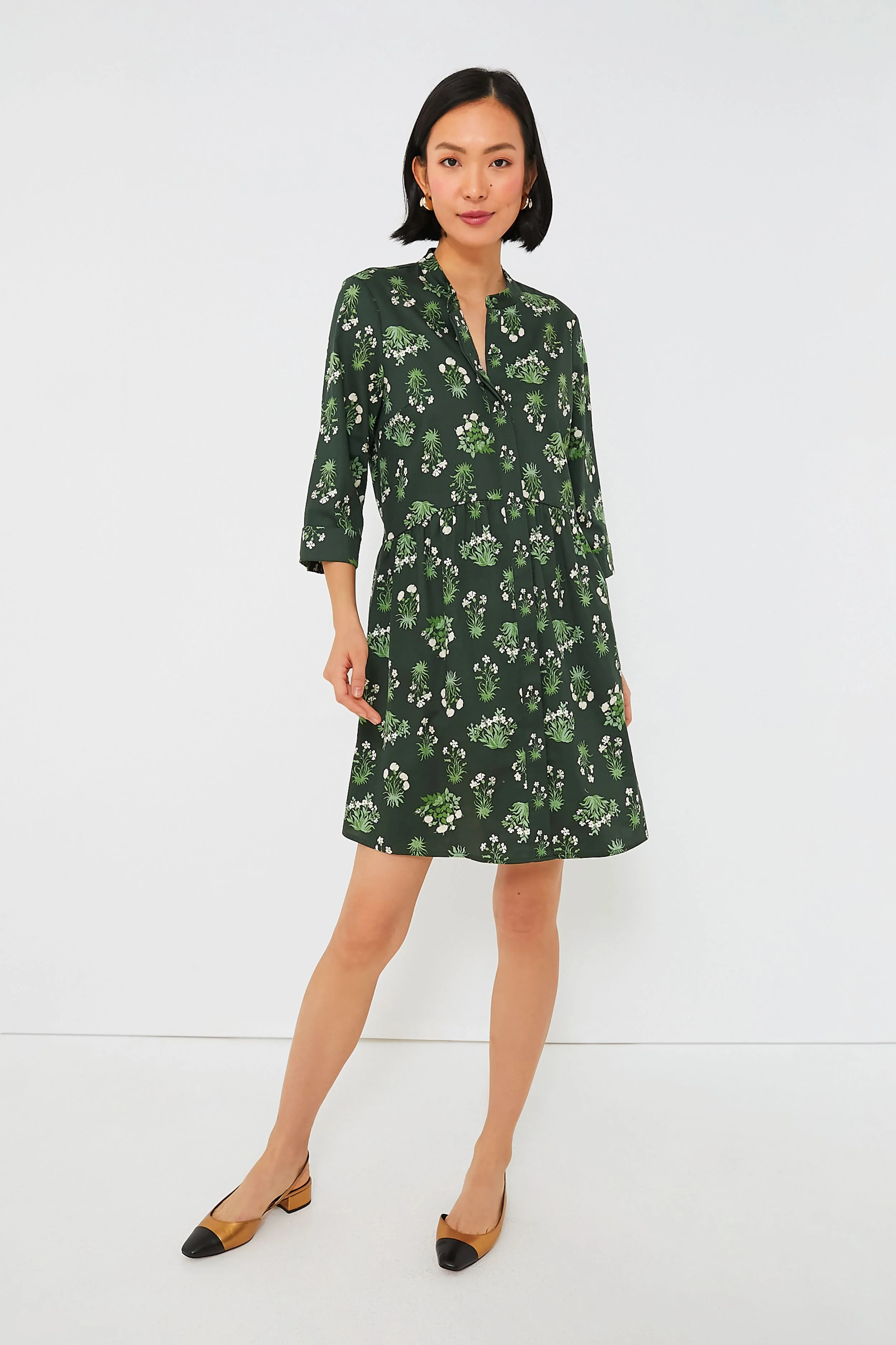 Viridian Stamped Bouquets Royal Shirt Dress | Tuckernuck (US)