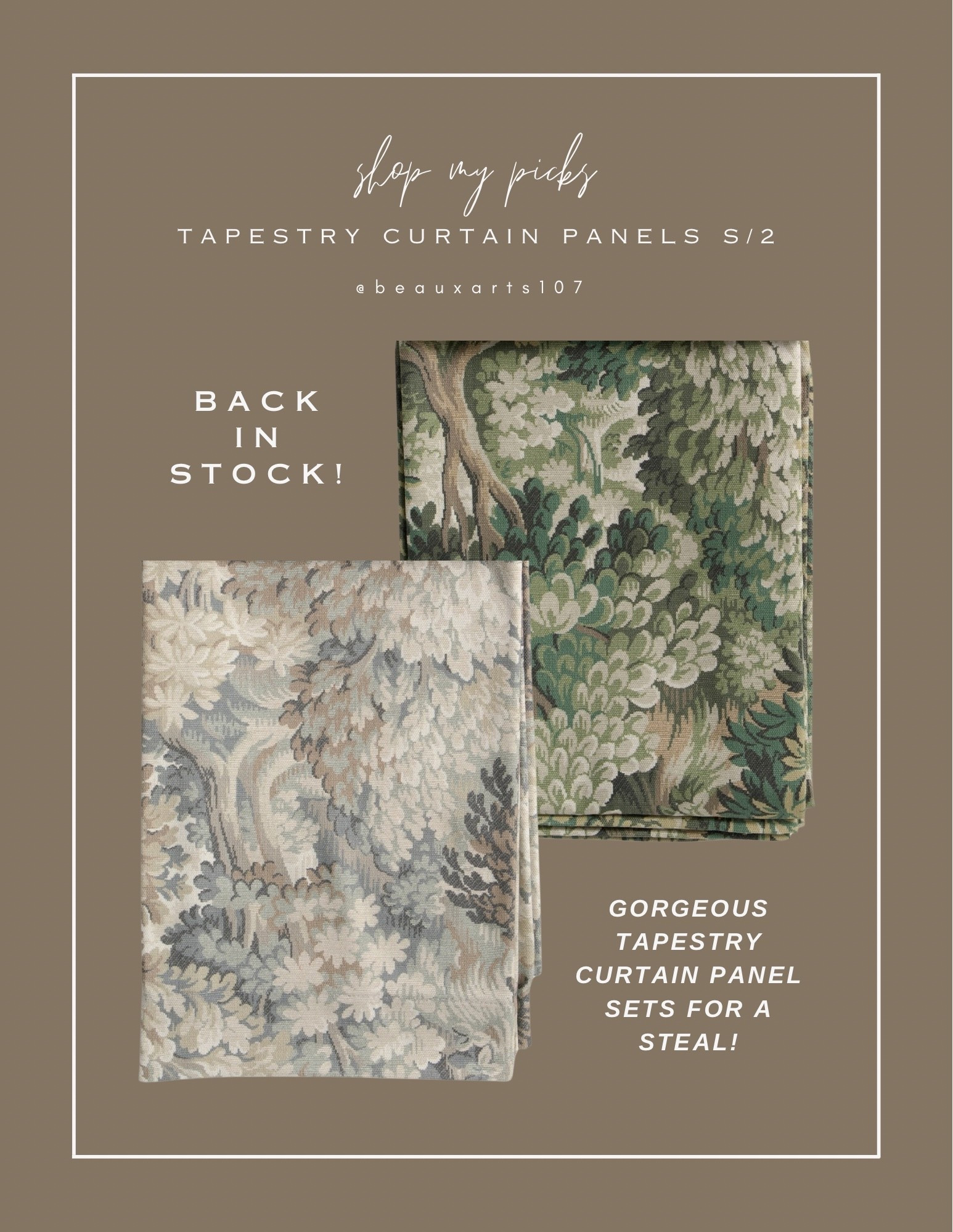 Run! These gorgeous tapestry curtain panels have sold out quick in the past restocks! Available in 2 colors and for a steal!