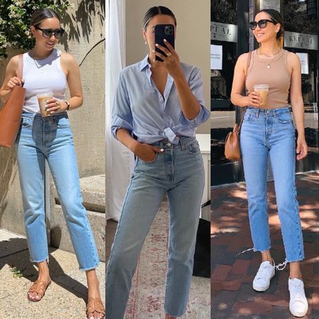 Spring/summer minimal outfits with jeans:

Levi’s is having a sale promotion this weekend: $100 off $250+, $75 off $200, $50 off $150
• Levi’s wedgie ankle jeans [on sale]: wearing 25 inseam x 26 length/ Old wash, linked to similar wash [fully baked light wash] you can cut your jeans if you want them also frayed! 
• Banana Republic tanks xs 
•Everlane button up xs 
•Sam Edelman sandals tts
• Frye sneakers tts 

#LTKStyleTip #LTKSeasonal #LTKSaleAlert