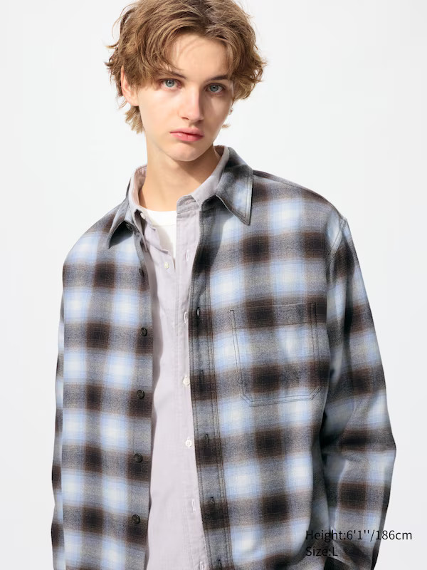 Flannel Shirt (Check, Regular Collar) | UNIQLO (UK)