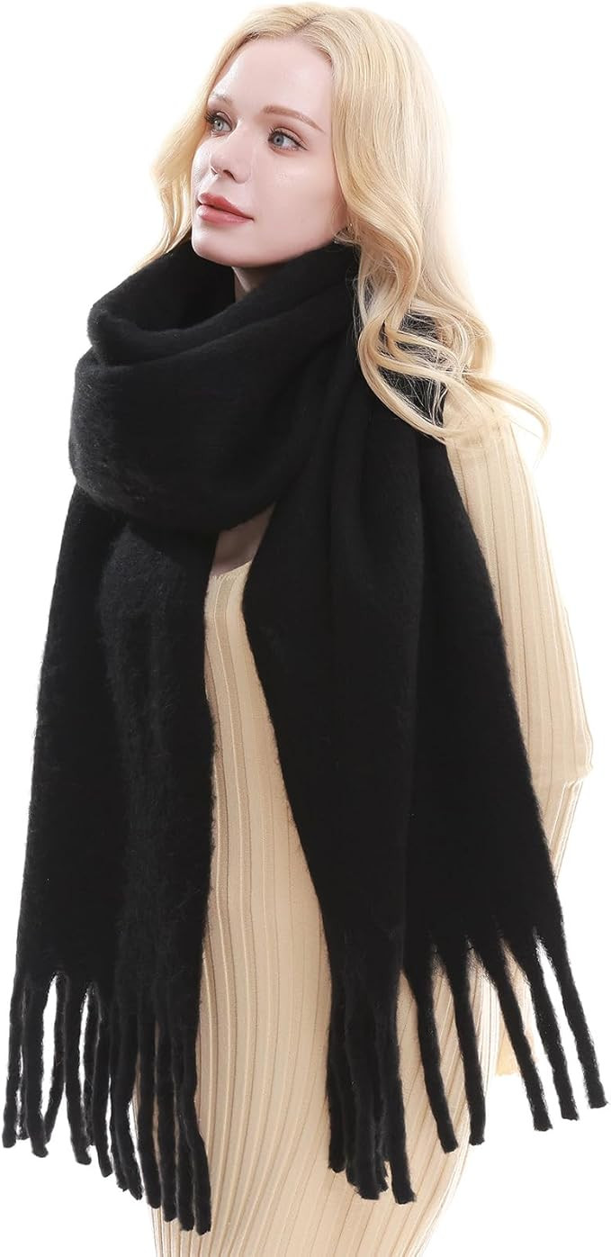 RIIQIICHY Chunky Scarf for Women Winter Warm Thick Scarves Oversized Blanket Scarf | Amazon (US)