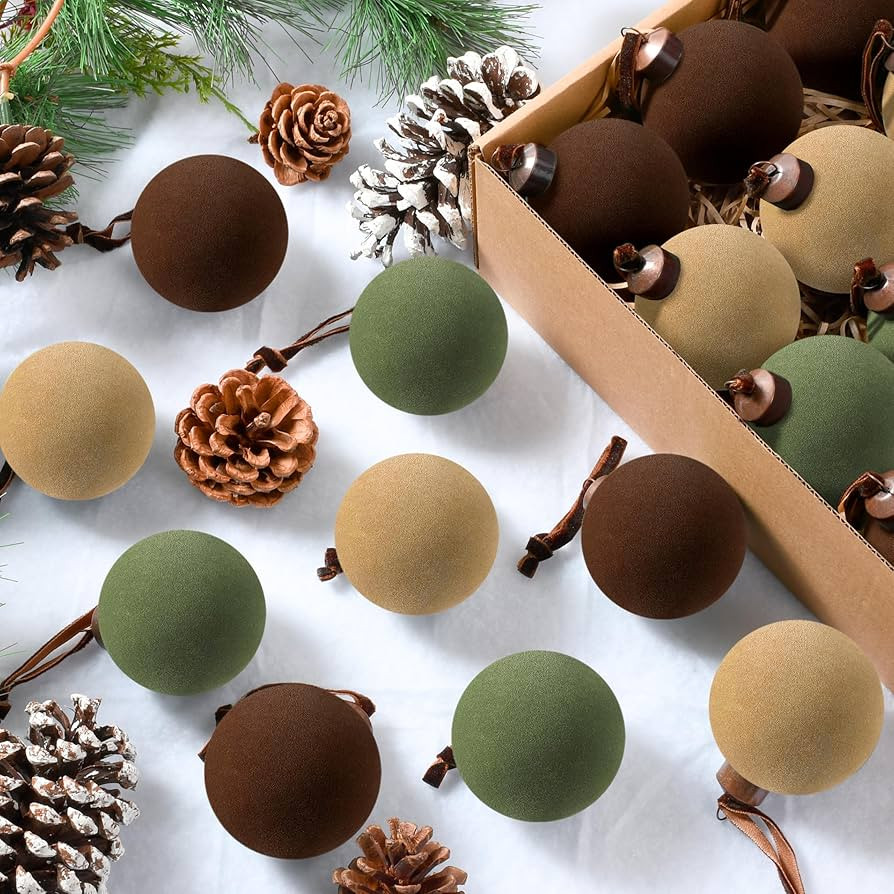 Palonu 30 Pcs Velvet Christmas Balls,2.4 Inch Flocked Ornaments with Velvet Ribbons, Shatterproof... | Amazon (US)