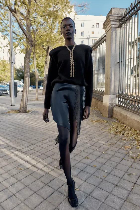 SATIN MINI SKIRT WITH LACE | Zara UK