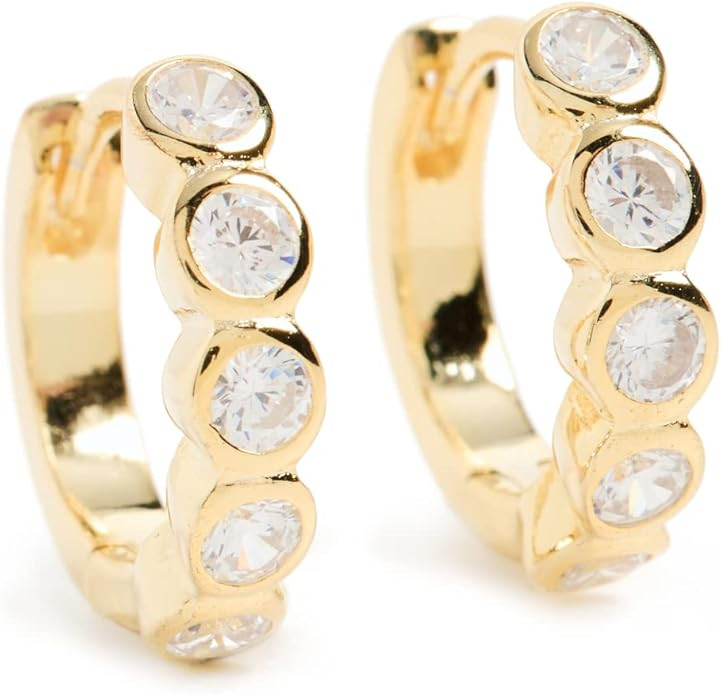 By Adina Eden Women's Bezel Huggie Earrings | Amazon (US)