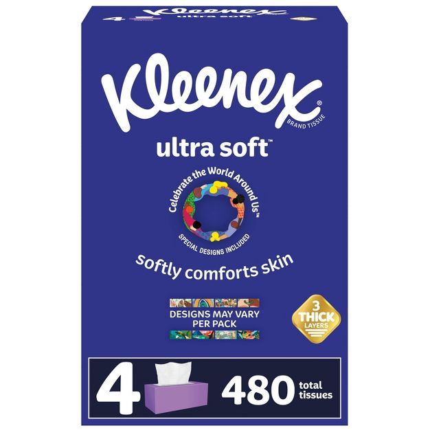 Kleenex Ultra Soft Facial Tissues - 4pk/120ct - Celebrate the World Around Us Pack | Target