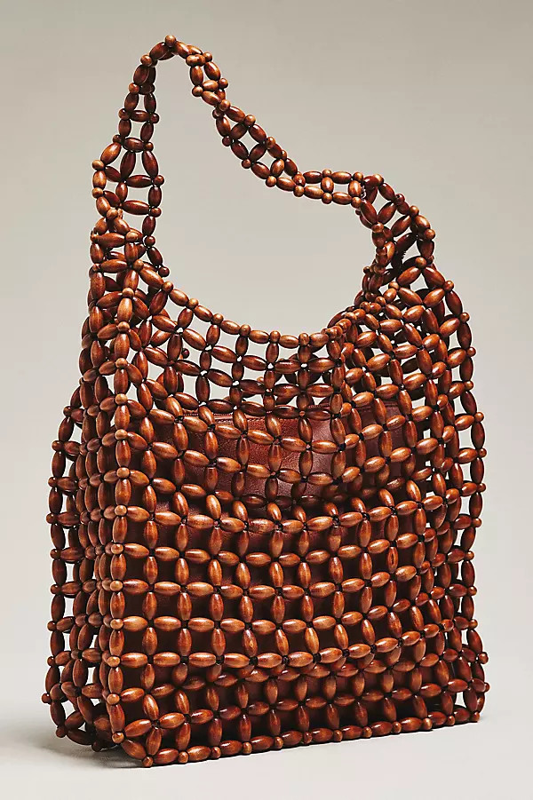 Wood Beaded Slouchy Shoulder Tote | Anthropologie (US)