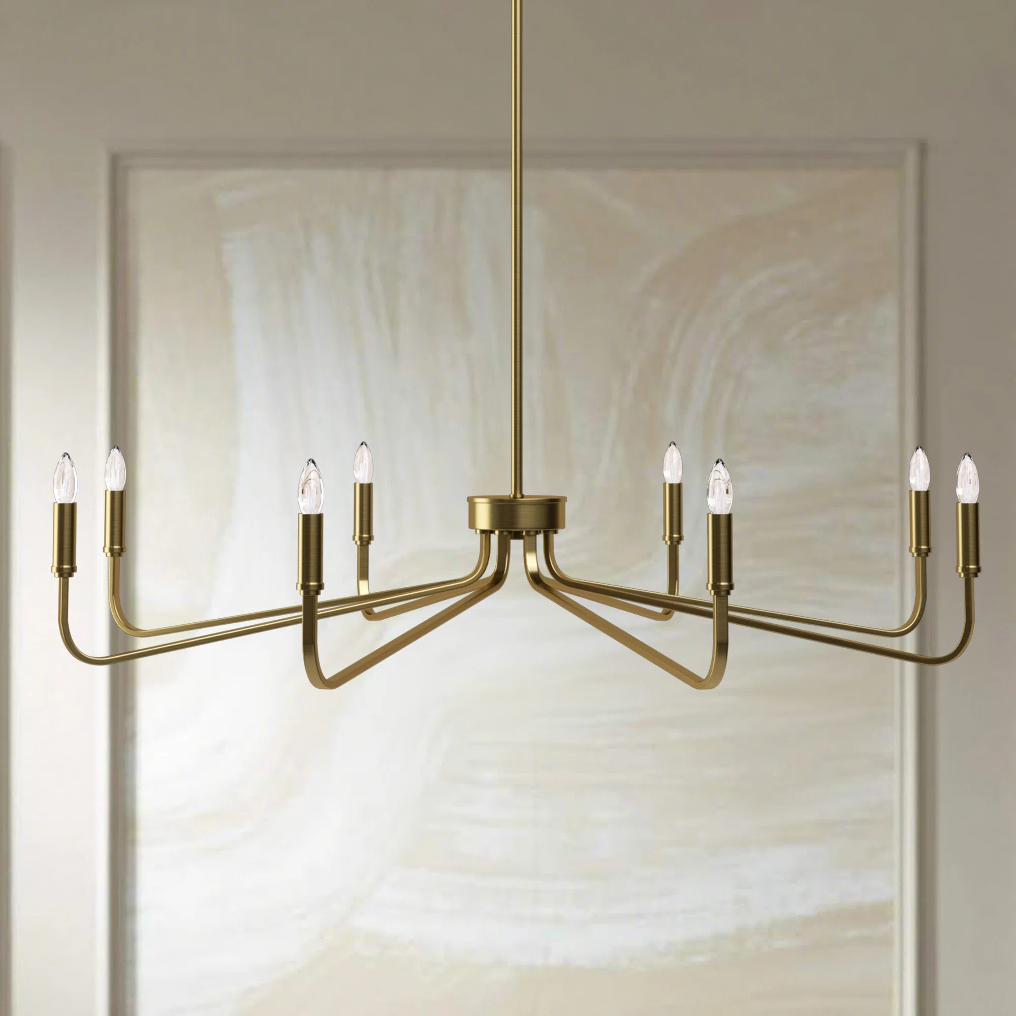 8 - Light 38"W Dimmable Classic/Traditonal Candle Style Brass Chandelier for Kitchen Island. | Wayfair North America