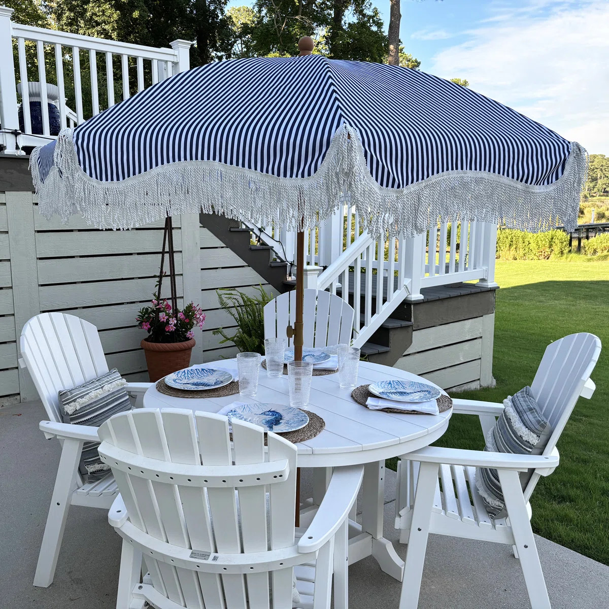 Sharniece 7ft Patio Umbrella with Fringe Outdoor Tassel Umbrella | Wayfair North America