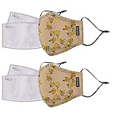 kensie Women's 2-Piece Face Mask Set, Yellow Flower, Standard | Amazon (US)