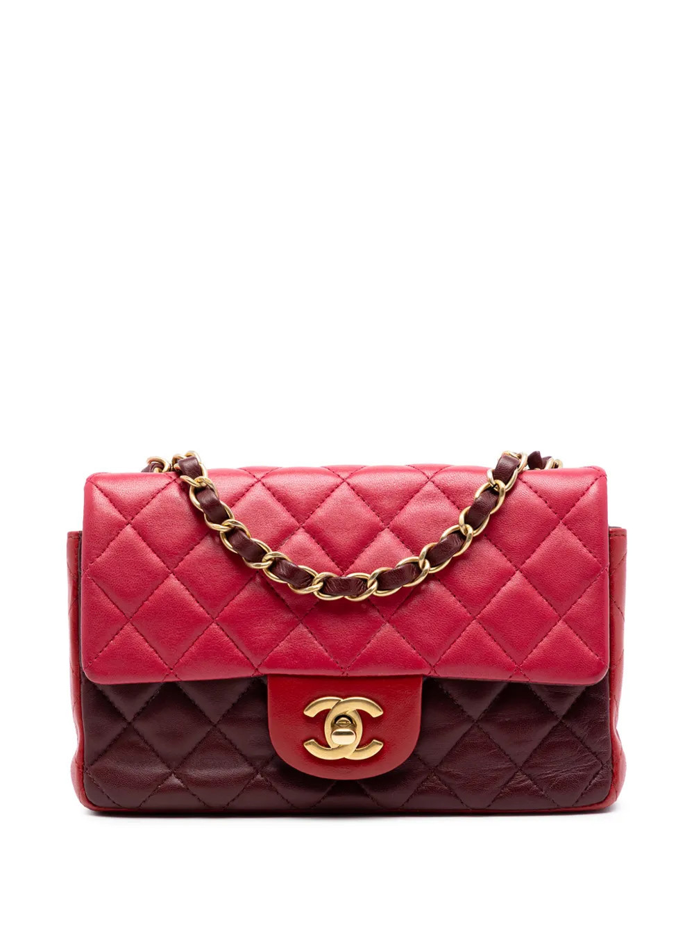 CHANEL Pre-Owned 2015-2016 Mini Rectangular Classic Tricolor Lambskin Single Flap crossbody bag - Red | Farfetch Global