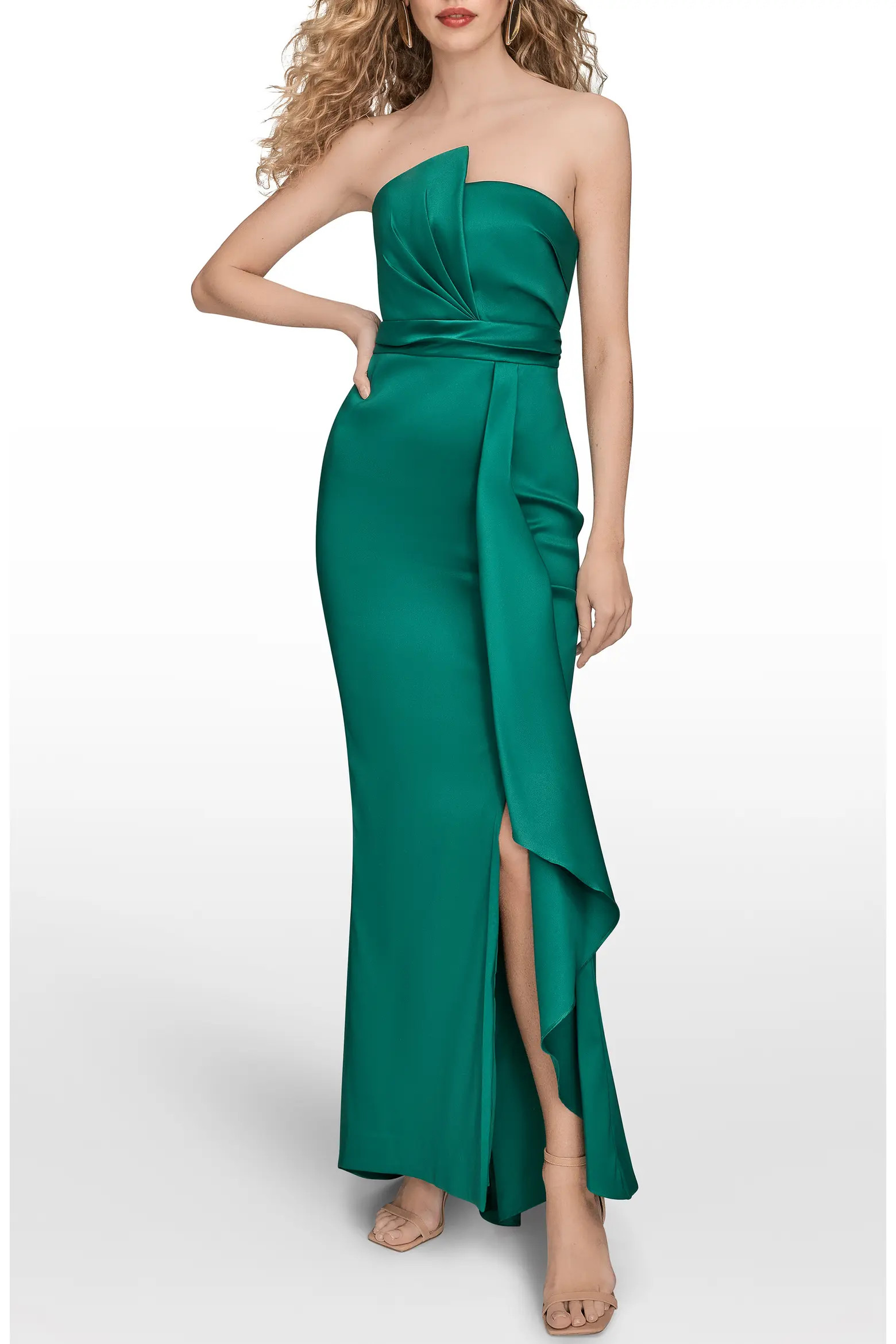 Asymmetric Strapless Satin Gown (Women) | Nordstrom | Nordstrom
