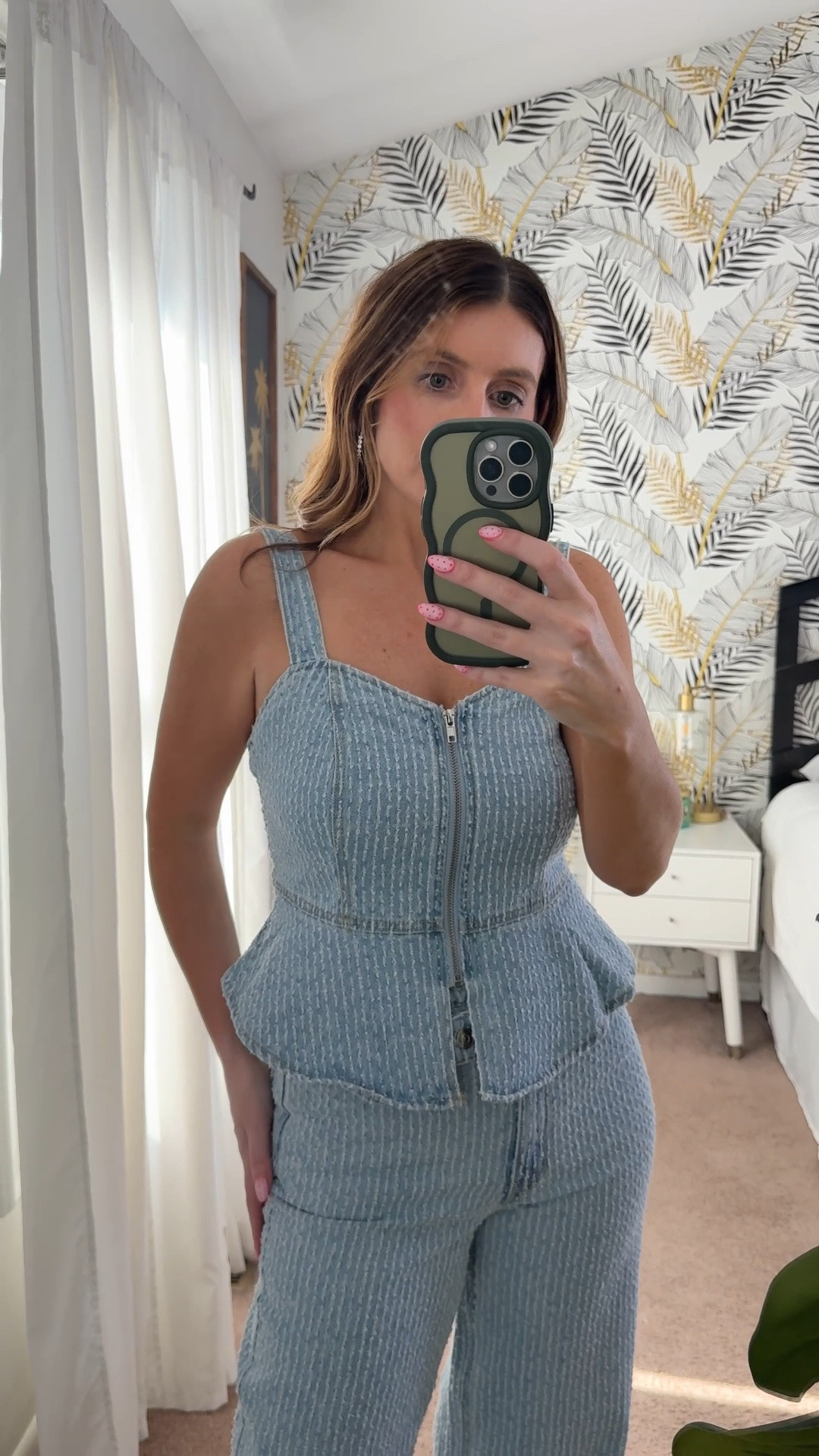Love this denim two piece set!! Wearing a small in the top and a 4 in the jeans, both fit true to size.

#LTKootd #LTKOver40 #LTKSaleAlert