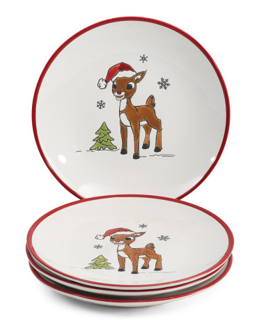 Set Of 4 Rudolph Christmas Night Salad Plates | TJ Maxx