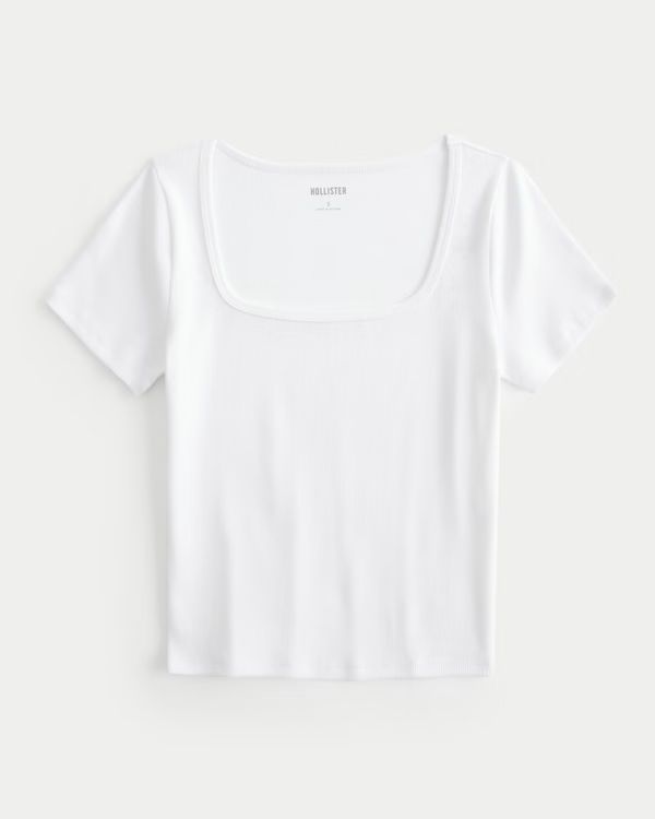 Ribbed Square-Neck Baby Tee | Hollister (US)