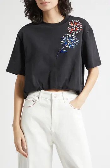 Cinq à Sept Davini Twilight Crystal & Bead Embellished Bubble Hem T-Shirt | Nordstrom | Nordstrom