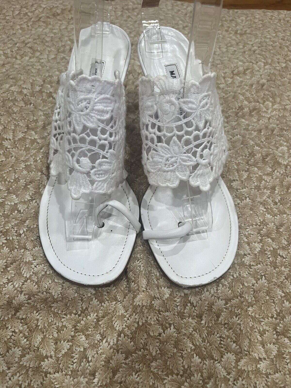 Manolo Blahnik Shoes White Lace Patent Sandal 7.5  | eBay | eBay US