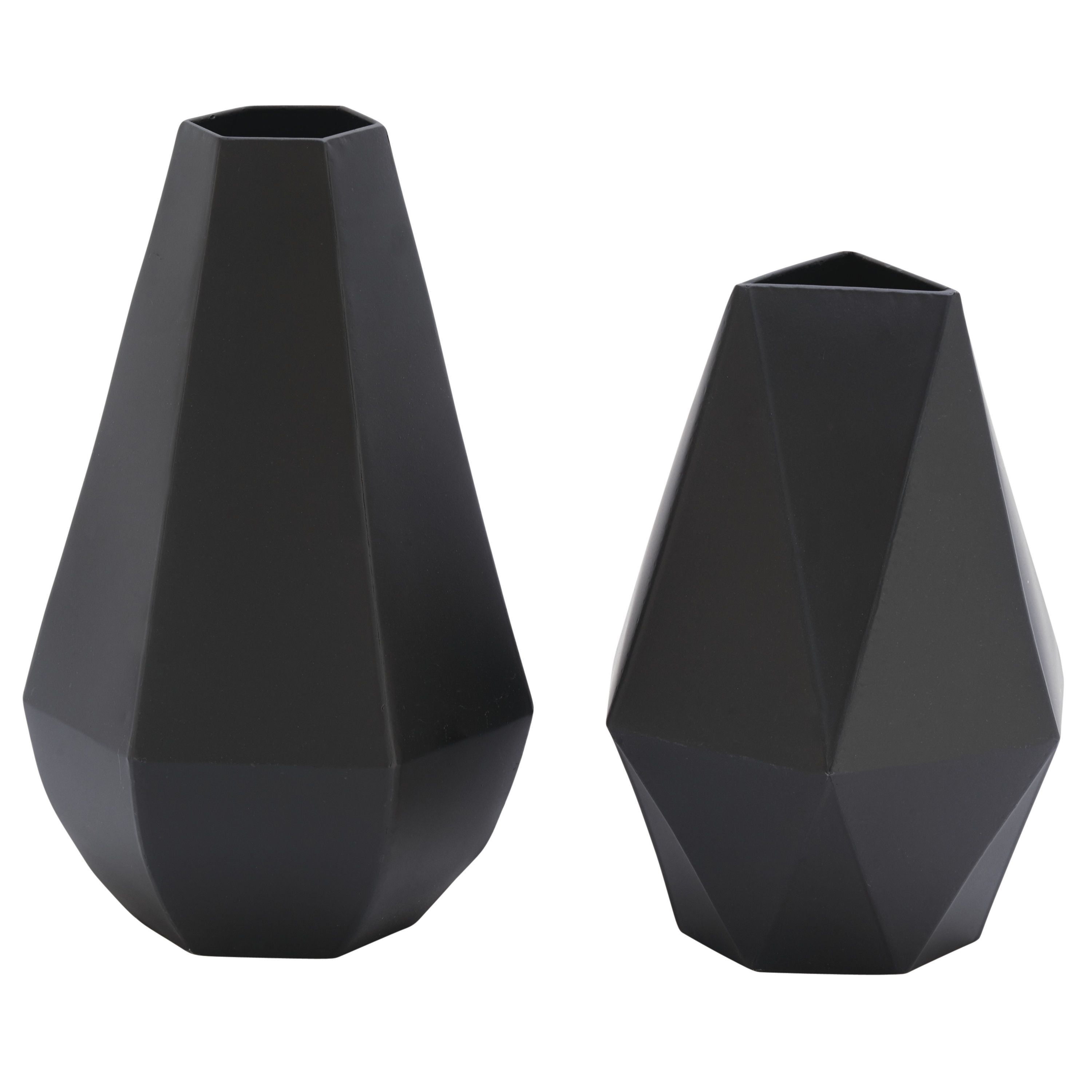 DecMode 10", 12"H Black Metal Vase, Set of 2 | Walmart (US)