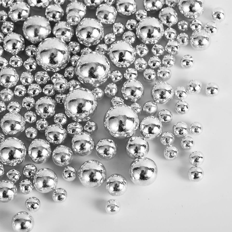 Kasvan Silver Pearl Sugar Sprinkles - Edible Candy Pearls 130g/4.58 Oz, Mix Size, Baking Cake Dec... | Amazon (US)