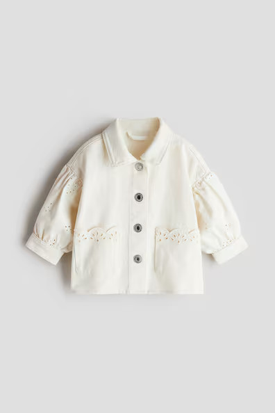 H & M - Overshirt with Eyelet Embroidery - White | H&M (US + CA)