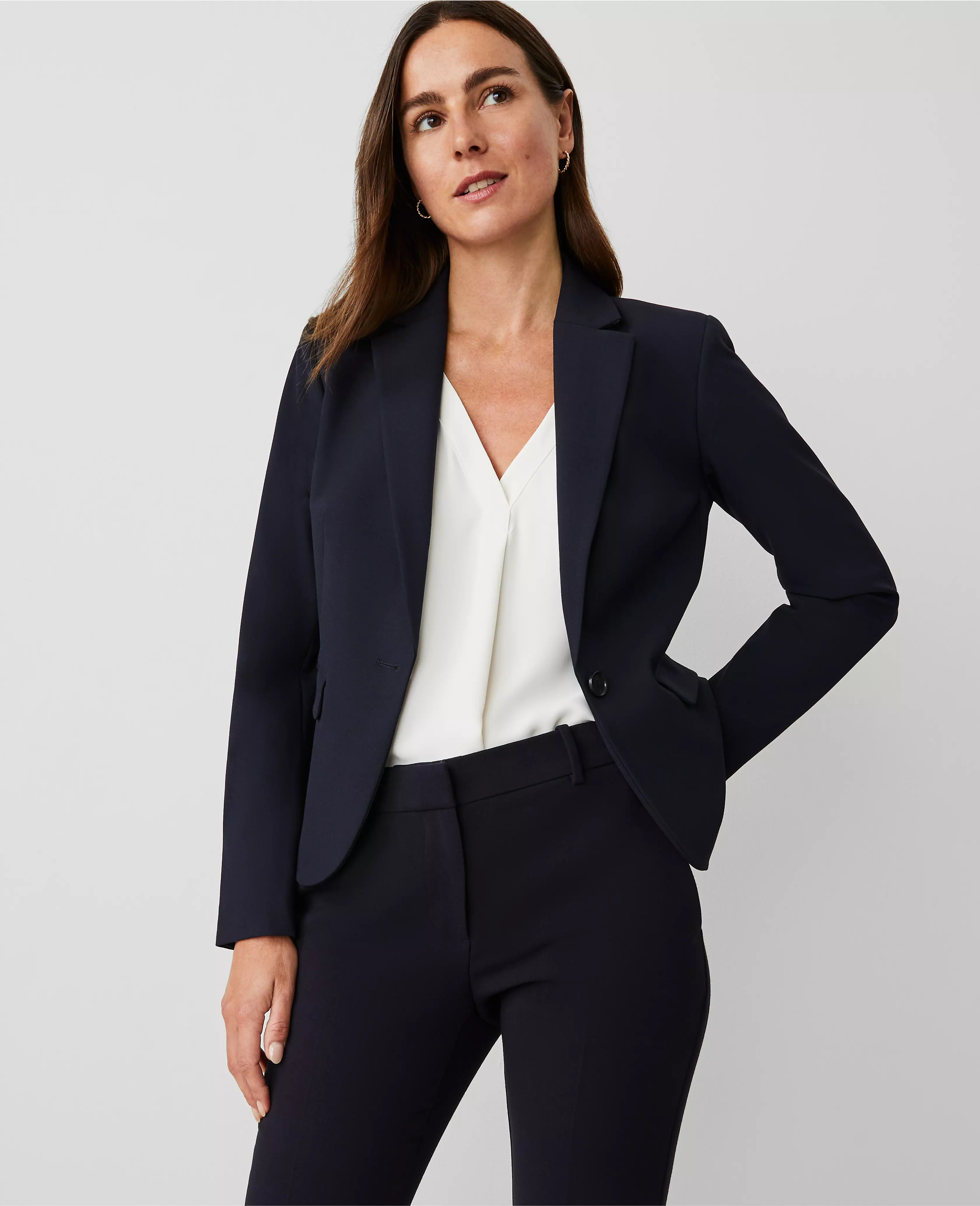 The Notched One Button Blazer in Seasonless Stretch | Ann Taylor