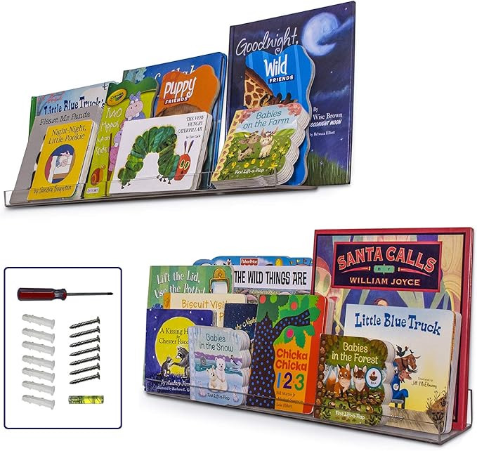 Dwelling With Pride Acrylic Shelf 24 Inch (2Pack) - Acrylic Bookshelf for Toys & Books - Spice Ra... | Amazon (US)