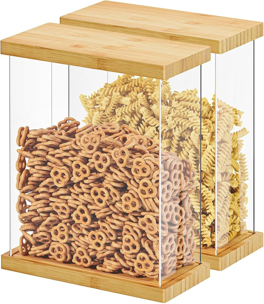 SpaceAid Bamboo Food Storage Container - Airtight Cereal Containers with Lids, Kitchen Cereal Can... | Amazon (US)