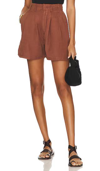 Free People Calla Linen Trouser Short in Brown. - size 0 (also in 12, 2, 6) | Revolve Clothing (Global)