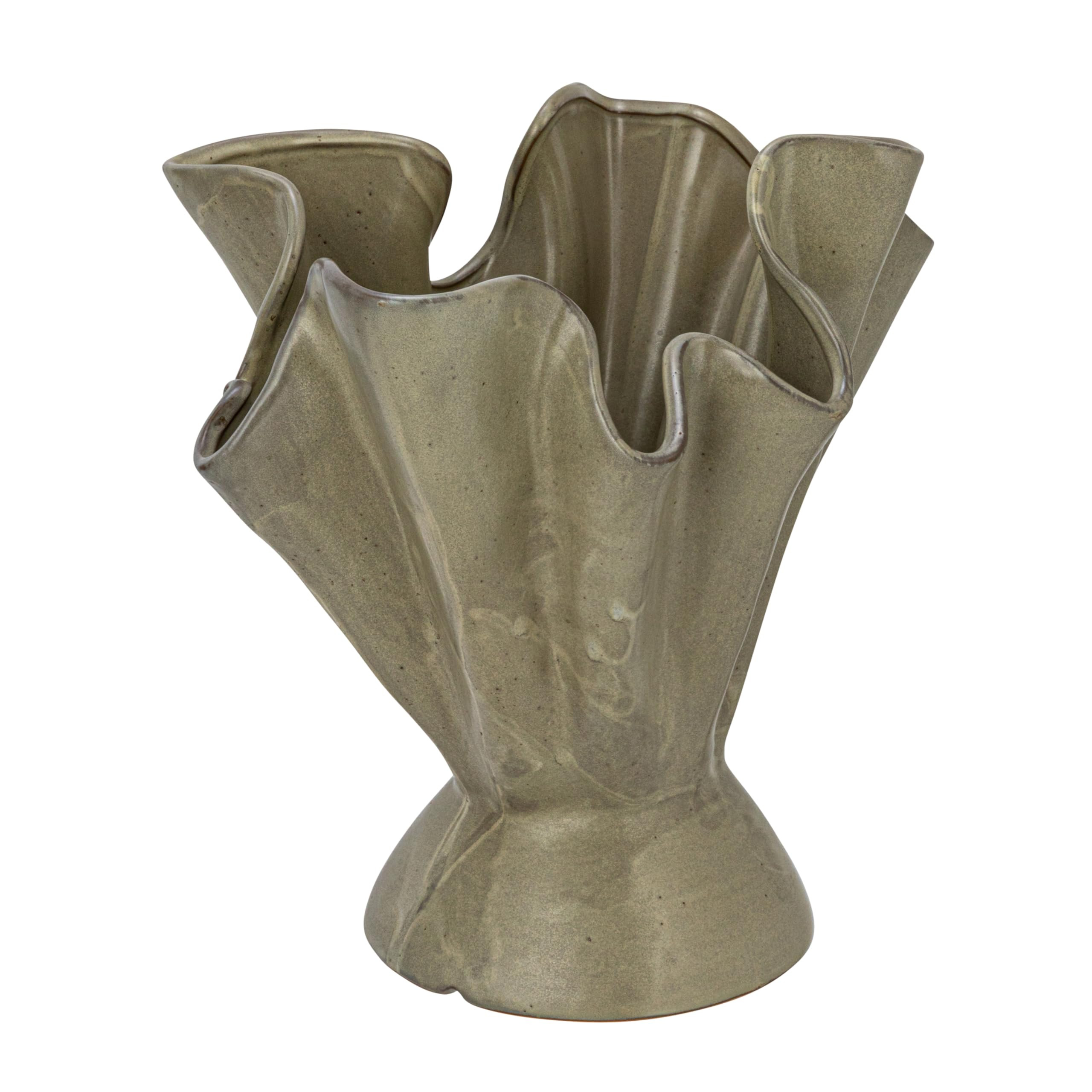Bloomingville Stoneware Ruffled Vase with Reactive Glaze, Matte Cream | Amazon (US)