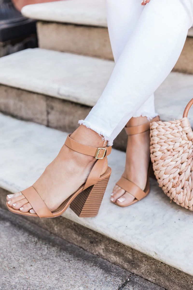 Teagan Tan Wooden Block Heels | The Pink Lily Boutique