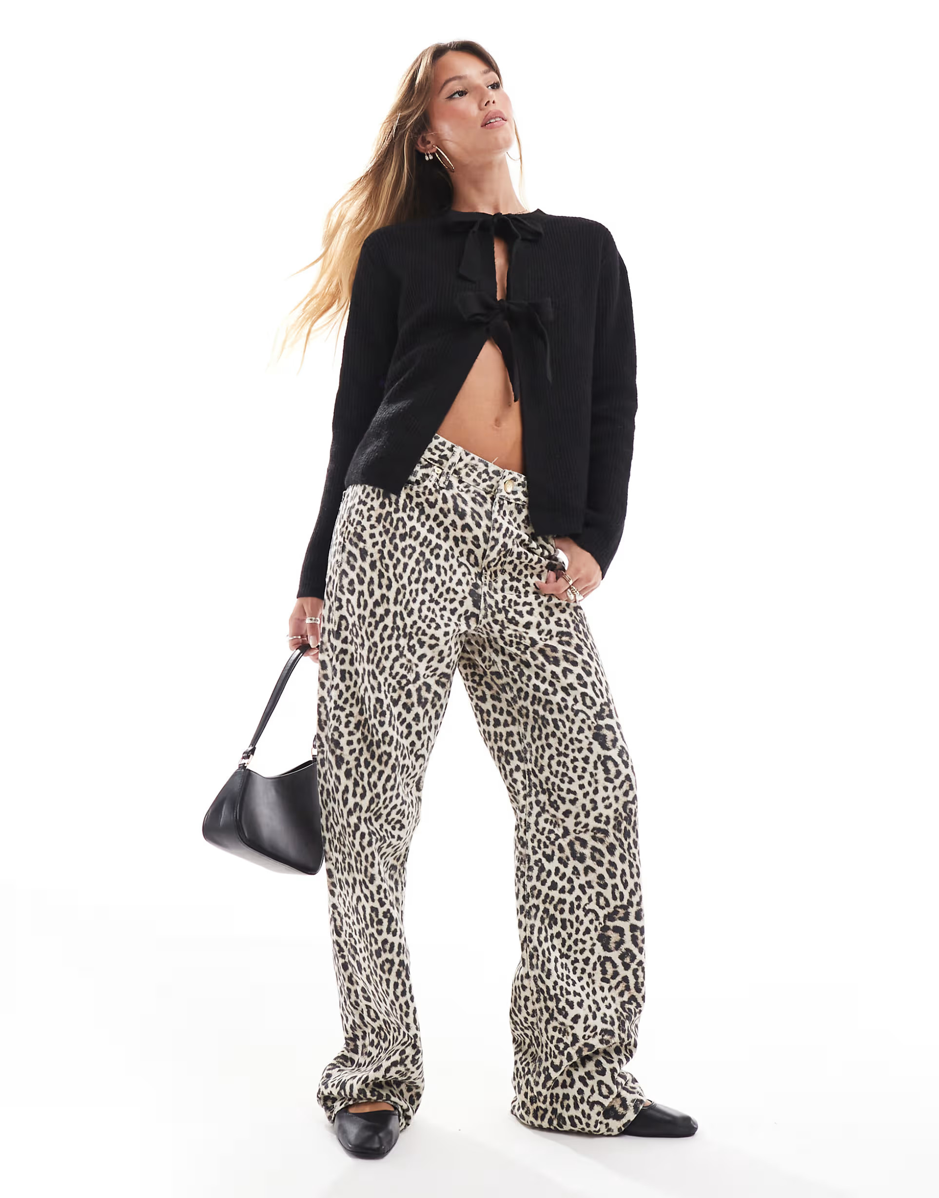 Pieces reversable tie front cardigan in black | ASOS (Global)