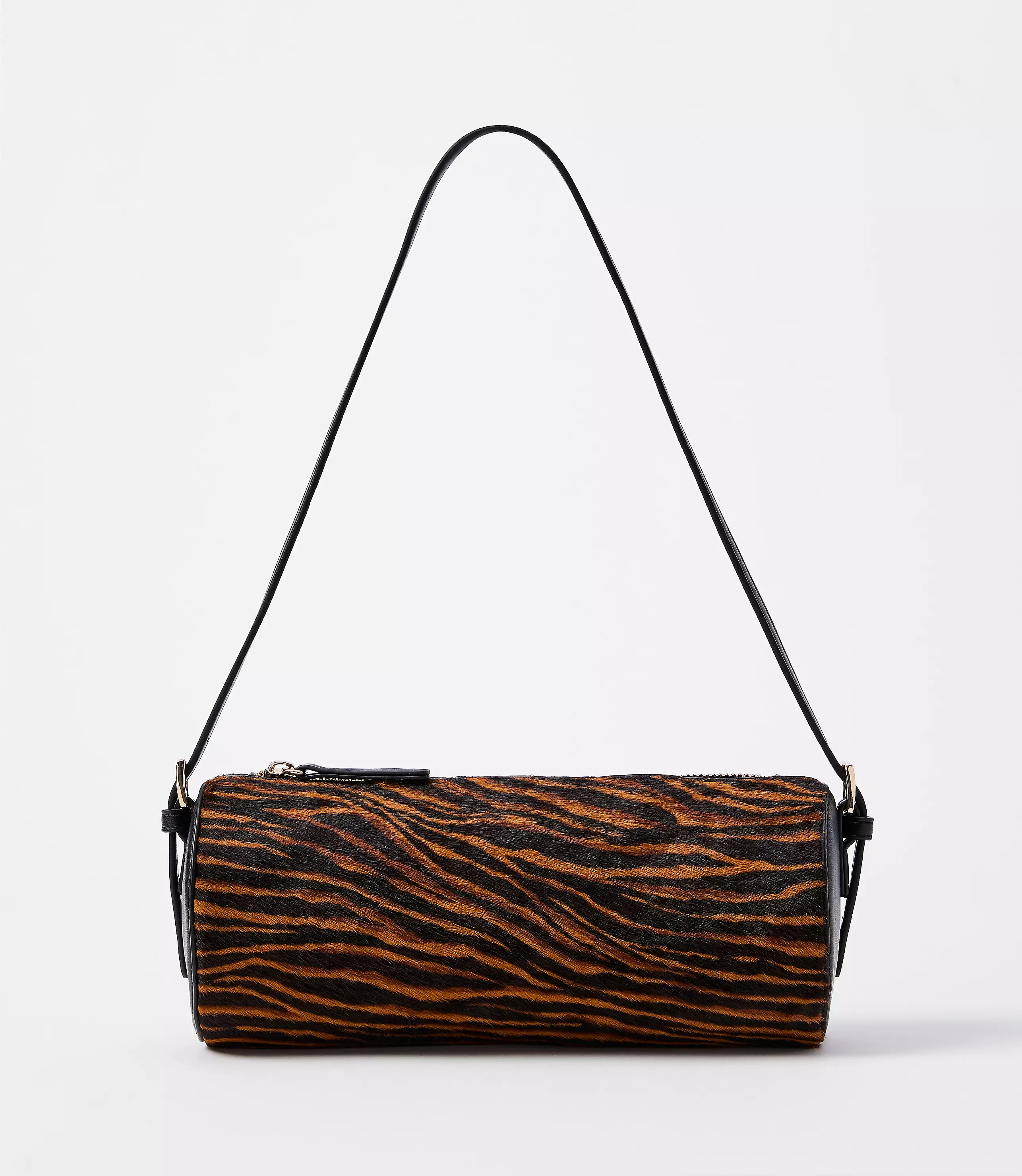 Zebra Print Haircalf Elongated Shoulder Bag | LOFT