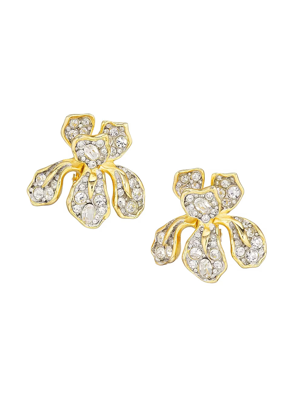 22K Goldplated Iris Pavé Flower Earrings | Saks Fifth Avenue