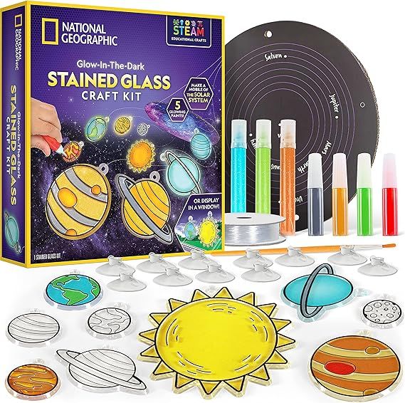 NATIONAL GEOGRAPHIC Kids Window Art Kit - "Stained Glass" Solar System Arts & Crafts Kit with Glo... | Amazon (US)