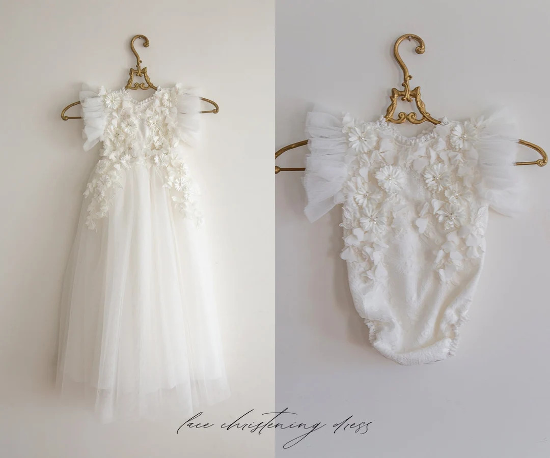 Christening Dress, Tulle Christening Gown, Christening Gown, Baptism Dress, Baptism Gown, Lace Dr... | Etsy (US)