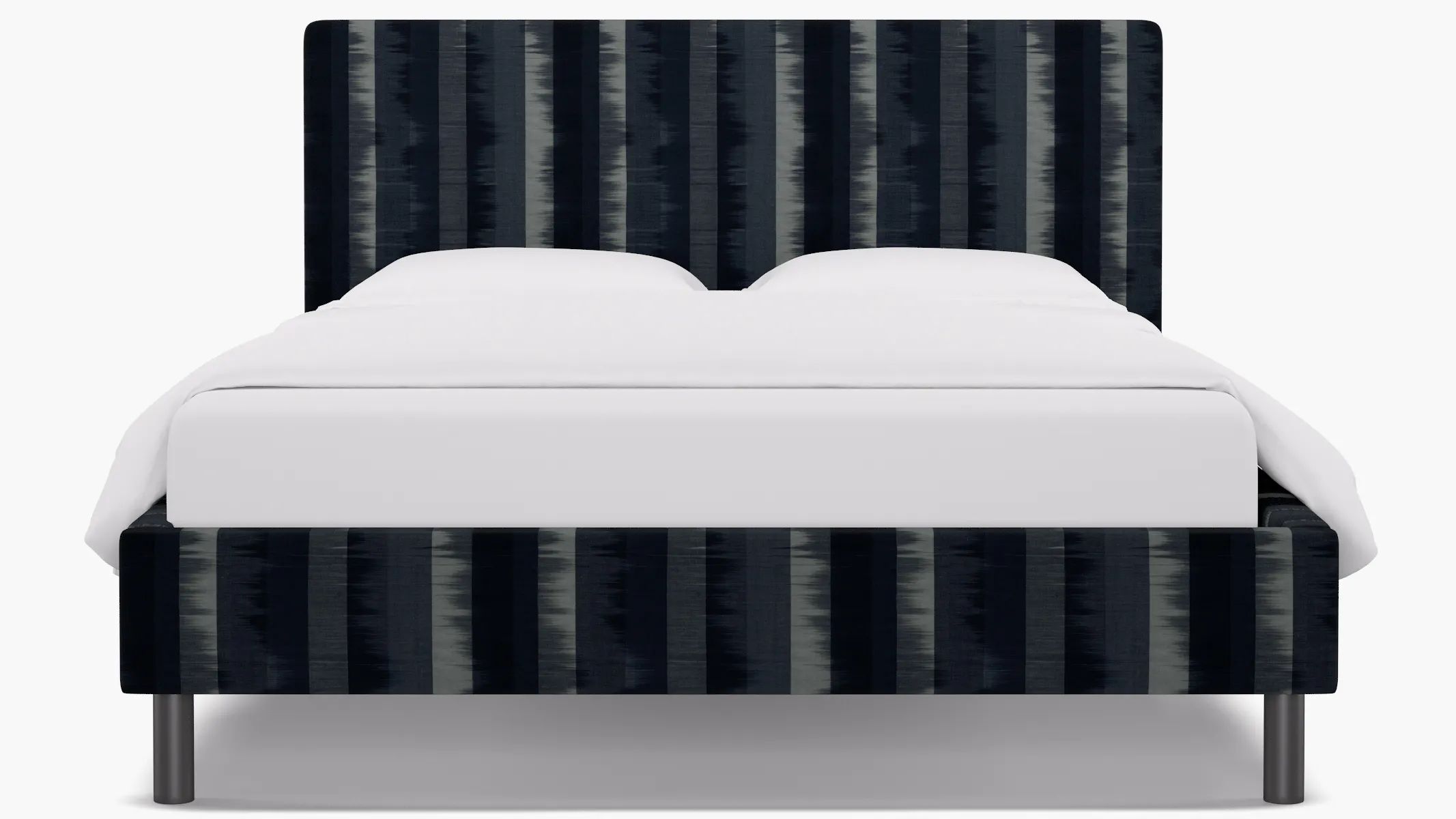 Tailored Platform Bed | Queen | Indigo Ikat Stripe | The Inside