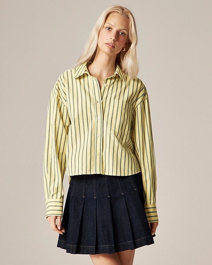 Étienne cropped button-up shirt in striped cotton poplin | J. Crew US