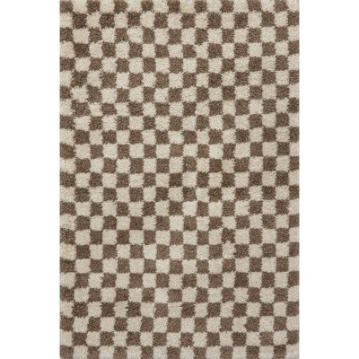 Nuloom Adelaide Mid-Century Checkered Shag Indoor Area Rug, 12' x 15', Beige | Target