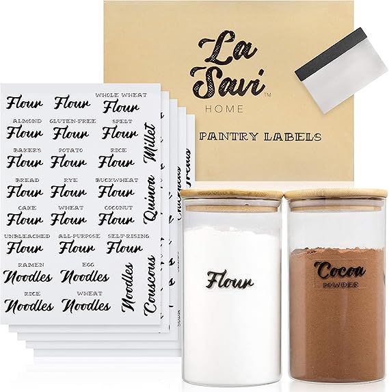 Labels for Food Containers – 287 Kitchen Pantry Labels for Jars and Canisters – Clear Food La... | Amazon (US)