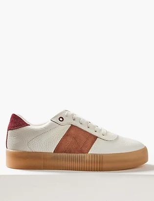 Leather Suede Panel Lace-up Trainers | Shoes & boots | Marks and Spencer US | Marks & Spencer (UK)