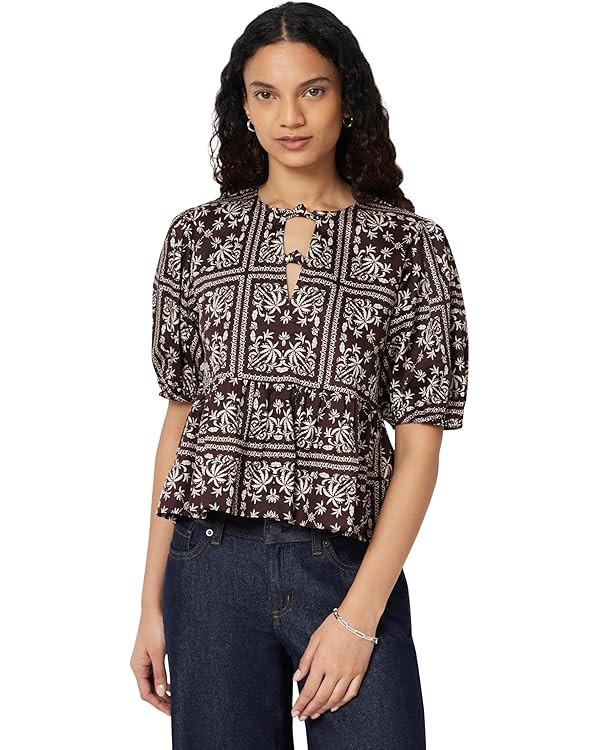 Amazon Essentials Women's Cotton Sateen Relaxed-Fit Peplum Blouse | Amazon (US)