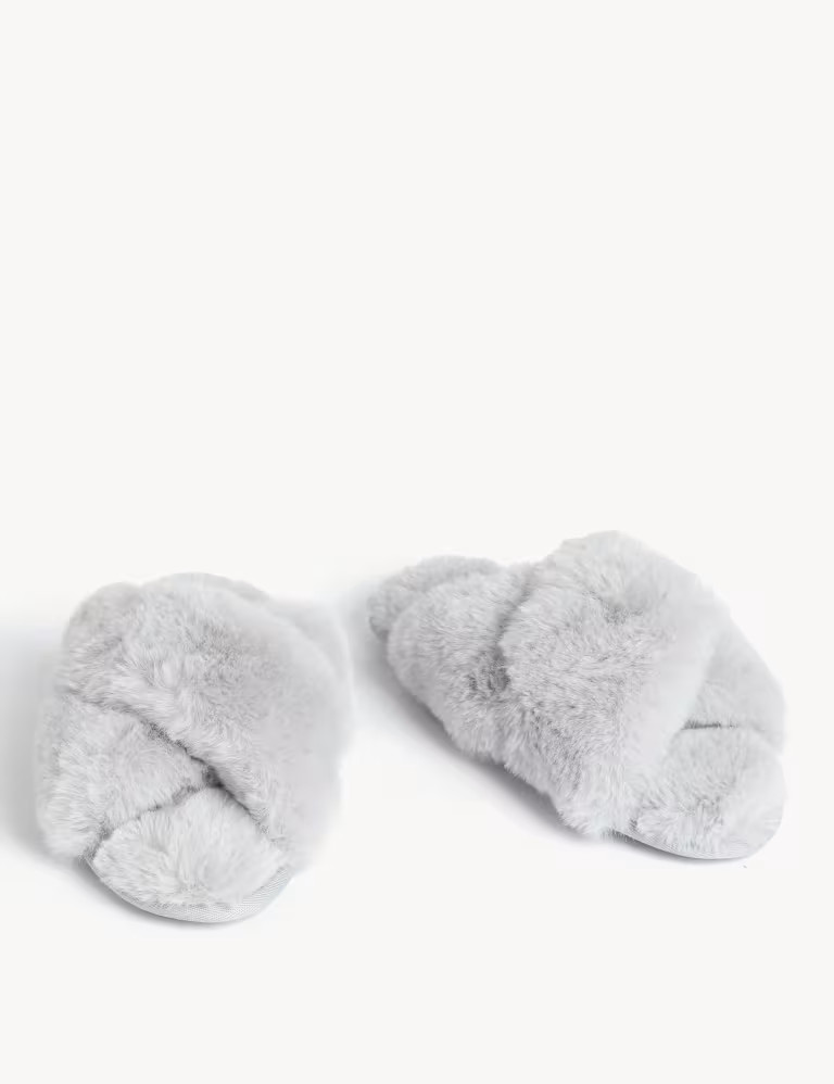 Faux Fur Crossover Slider Slippers | Marks & Spencer (UK)