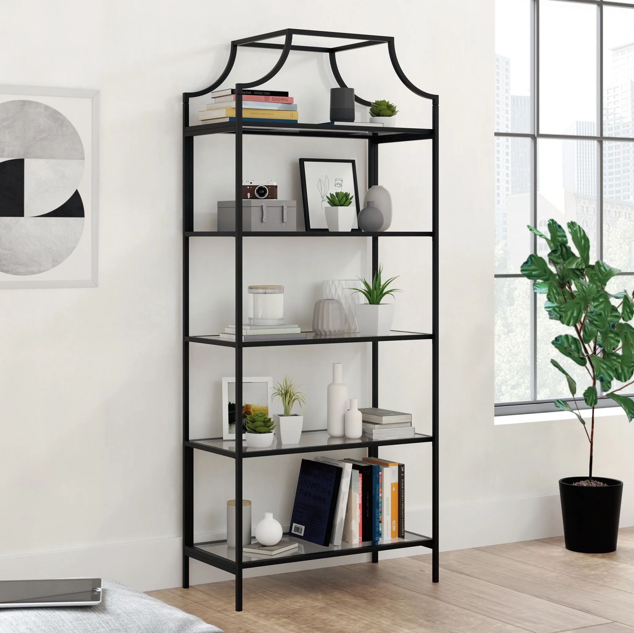 Sauder Harvey Park Bookcase, Black Finish - Walmart.com | Walmart (US)