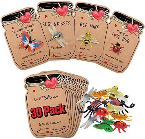 Valentines Day Gifts for Kids - 30 Pack Love Bug Card Bulk 6 Different Bugs Toy - Funny Greeting ... | Amazon (US)