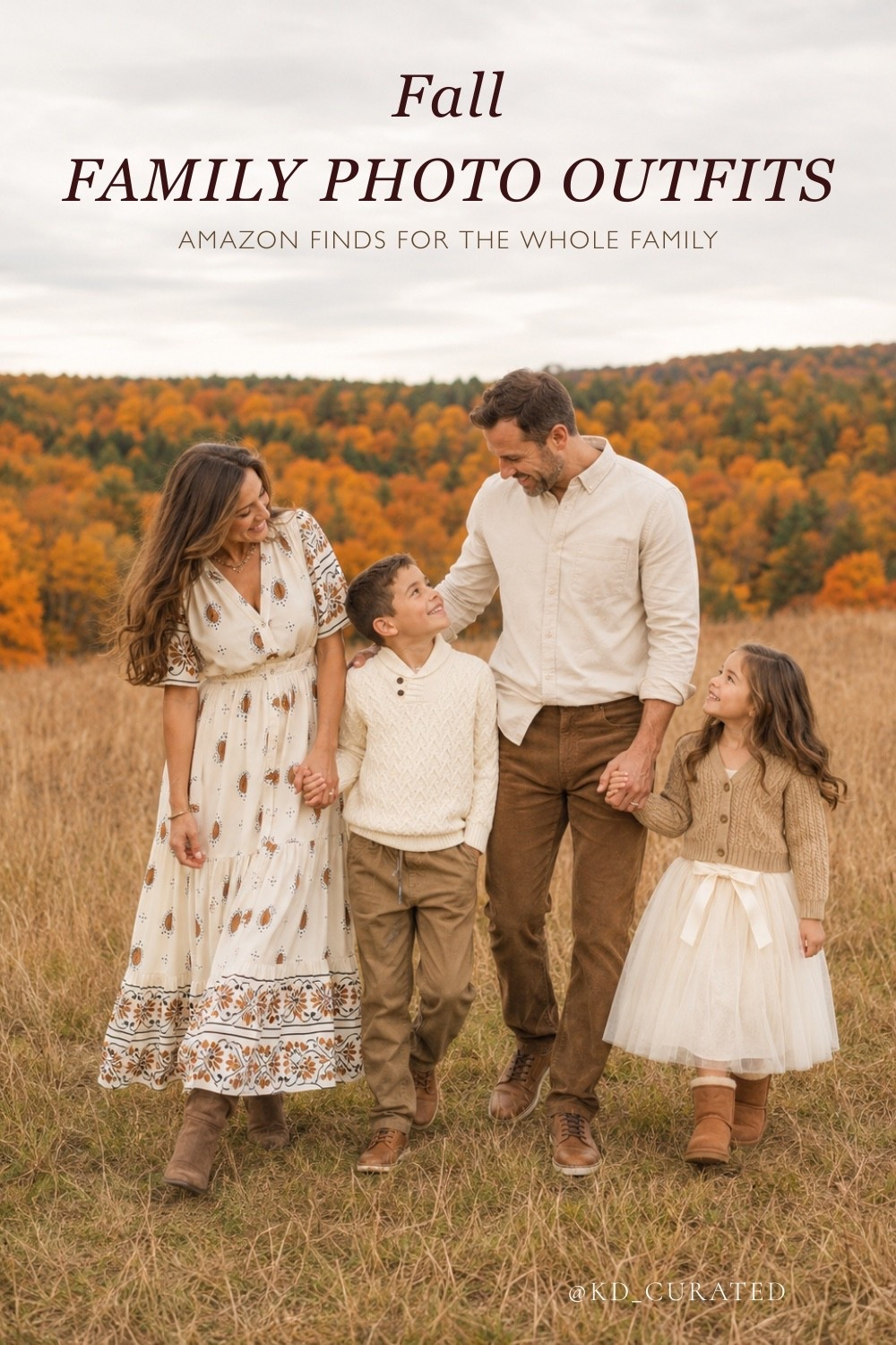 Warm neutrals are the easiest way to get four people to coordinate without matching. This family stayed in one color family, creams, tans, soft browns, and a little rust, so everyone belongs together in the frame. Mixing textures is what keeps a neutral palette from going flat in a golden field. Every piece is from Amazon, so you can build the whole family's look in one cart.

#LTKSeasonal #LTKStyleTip #LTKfamily #fallfamilyphotos #familyphotooutfits #neutralstyle #coordinatingoutfits #falloutfitideas