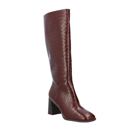 Free Assembly Women's Faux Leather Basketweave Texture Tall Boots, Sizes 6-11 | Walmart (US)