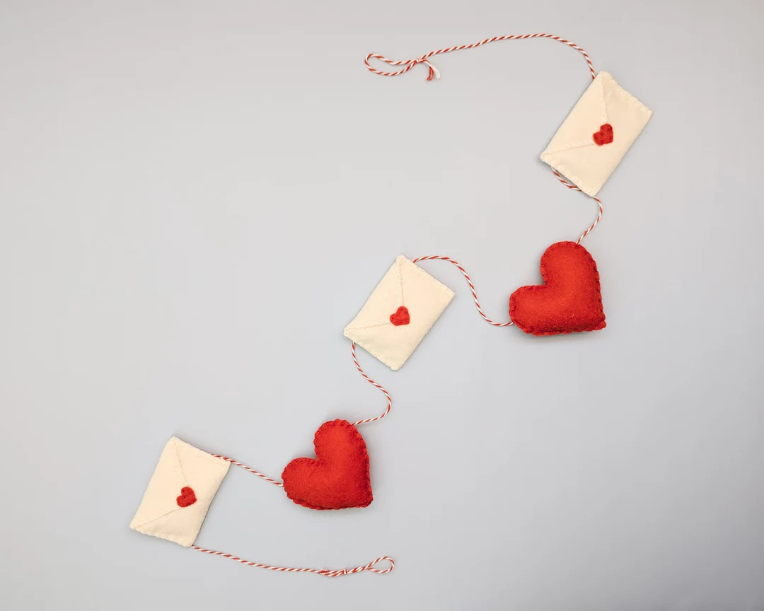 Felt Love Letter & Heart Garland | Felt Valentine Garland | Bunting | Kid's Shelf Decor | Book No... | Etsy (US)