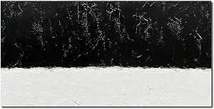 NANKAI Hand-Painted Black and White Minimalist Oil Painting Abstract Oil Painting 30x60 Inch Larg... | Amazon (US)