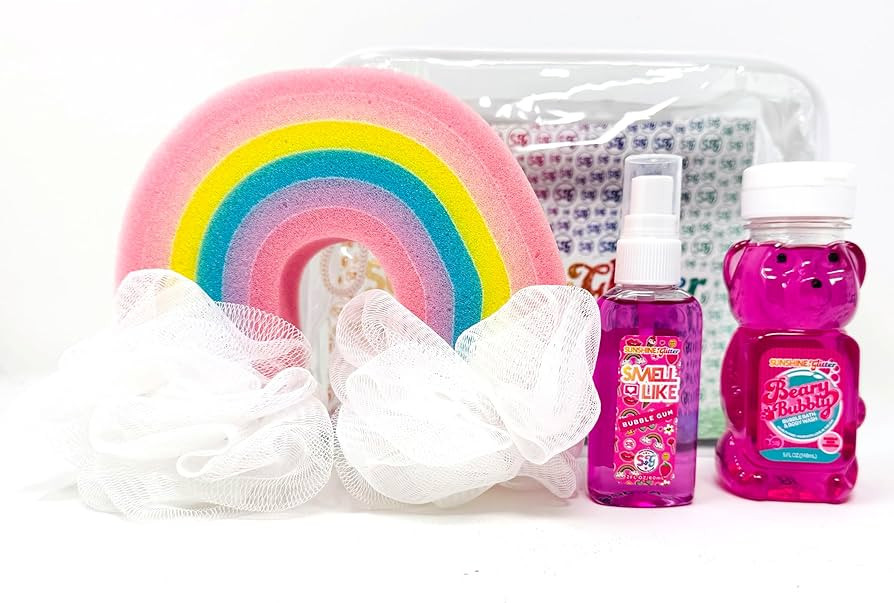 Sunshine & Glitter - Beary Bubbly Bath Kit -Bubble Gum Scented Bath Set, Made in The USA, Vegan, ... | Amazon (US)
