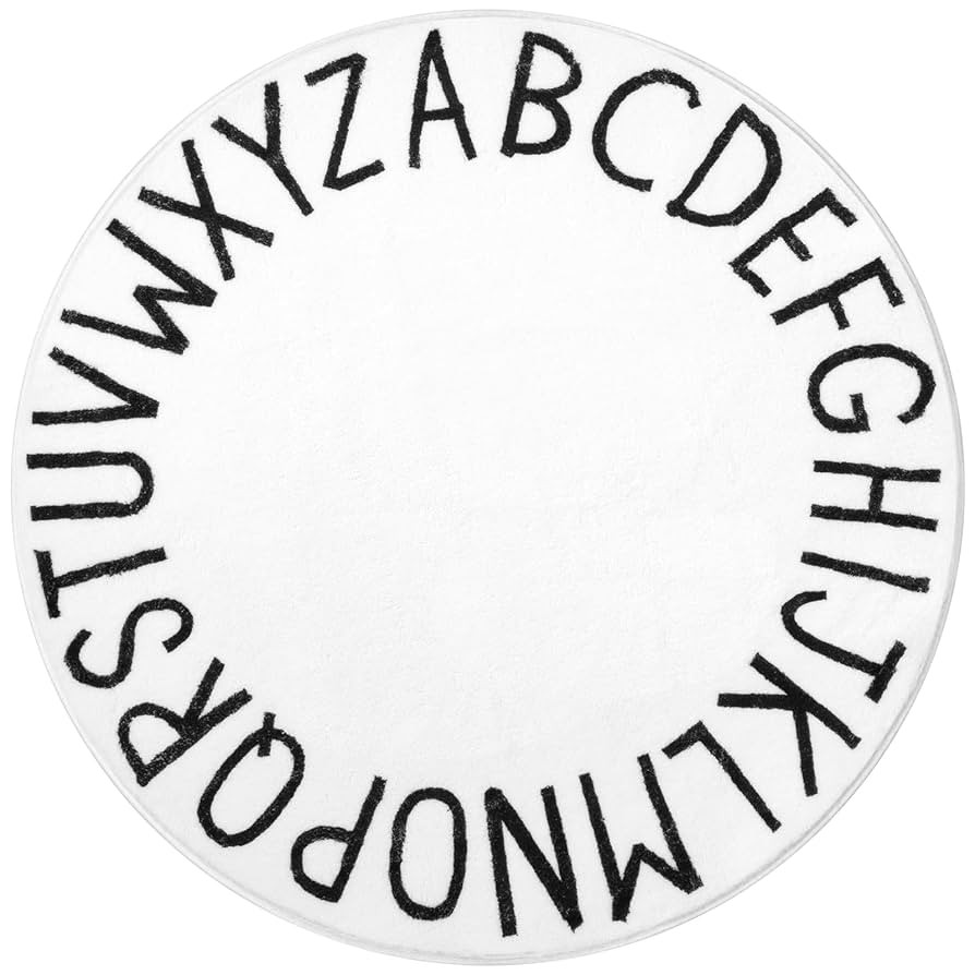 SHACOS Ultra Soft Fluffy Round ABC Rug 4 Ft Washable Cushioned Rugs for Toddlers Baby Crawling Ki... | Amazon (US)