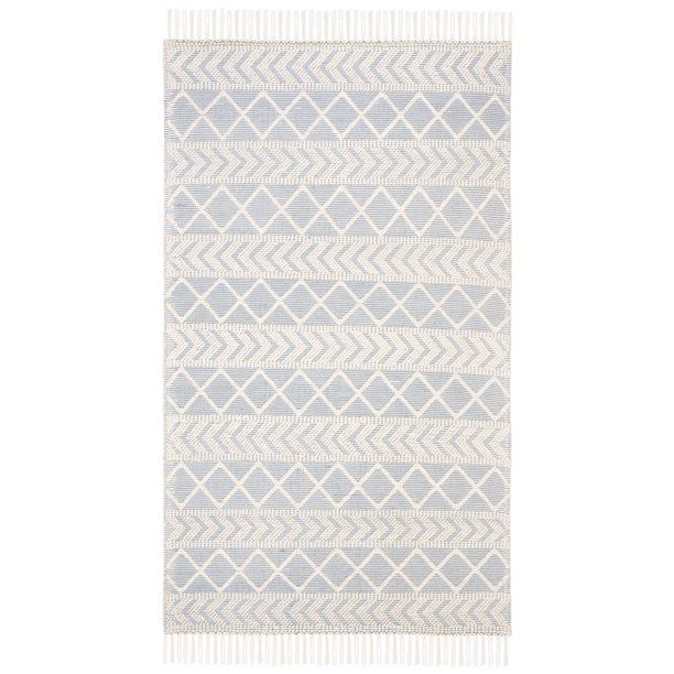 SAFAVIEH Natura Roxanne Geometric Striped Area Rug, Blue/Ivory, 4' x 6' - Walmart.com | Walmart (US)